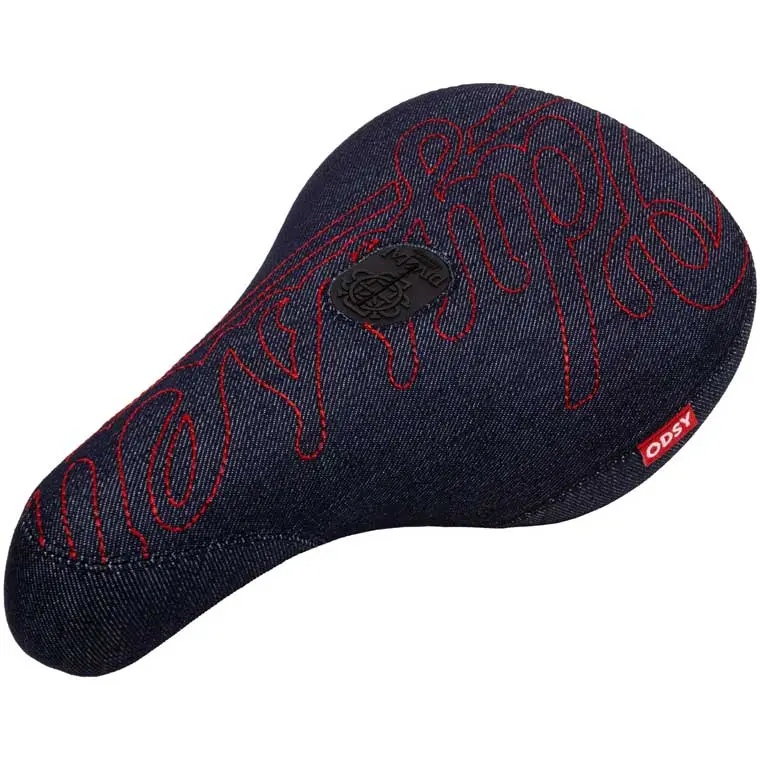 Odyssey Big Stitch Fat Pivotal Seat - Denim W/ Red 1