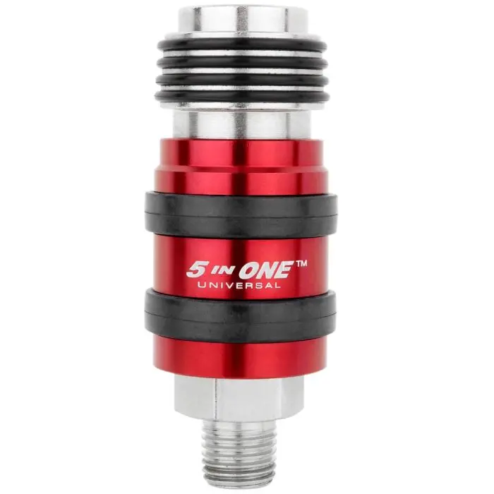 5 In One® Universal Safety Exhaust Quick-Connect Industrial Coupler, 1/4" Male Npt 1