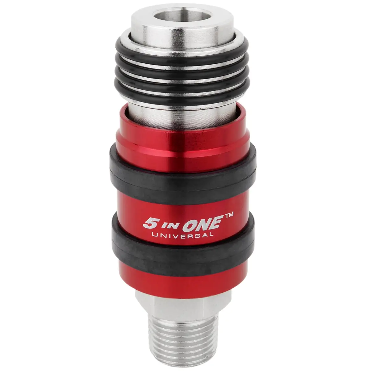 5 In One® Universal Safety Exhaust Quick-Connect Industrial Coupler, 3/8"  Male Npt 1