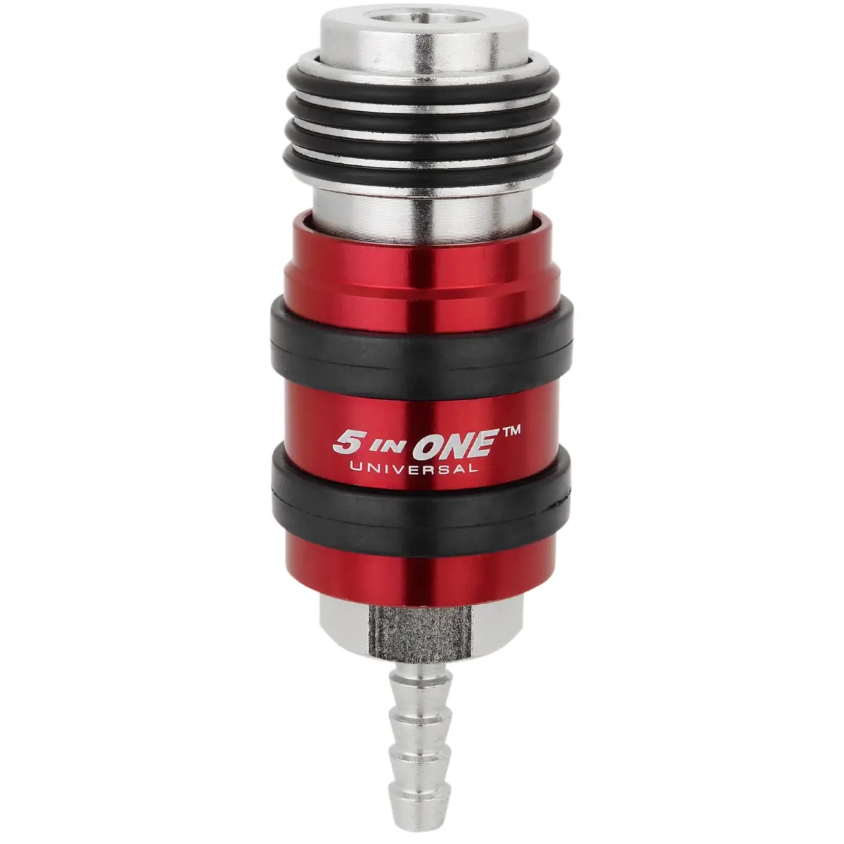 5 In One® Universal Safety Exhaust Hose Barb Industrial Coupler, 1/4" Id X 1/4" Flow Body 1