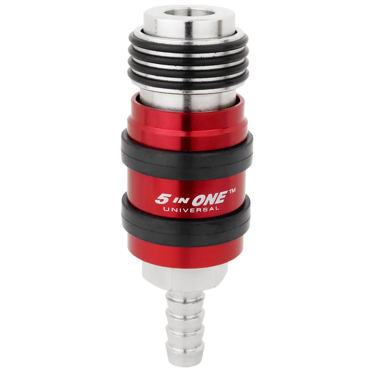 5 In One® Universal Safety Exhaust Hose Barb Industrial Coupler, 3/8" Id X 1/4" Flow Body 1