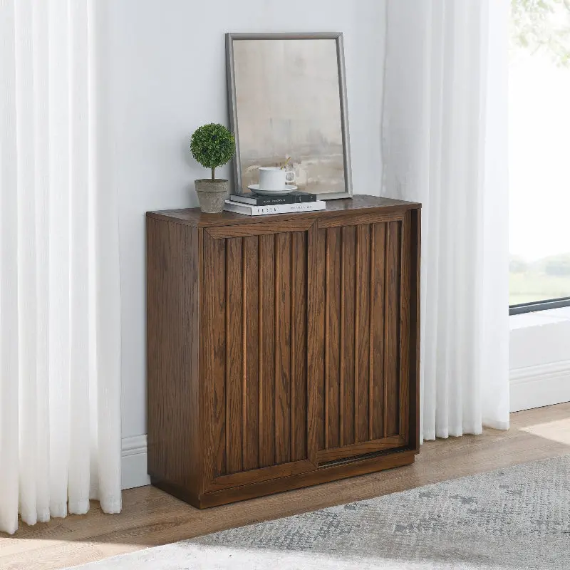 Wood Decorative Strips Storage Cabinet 1