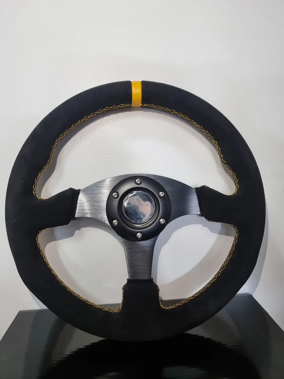 330Mm Racing Flat Steering Wheel Suede 1