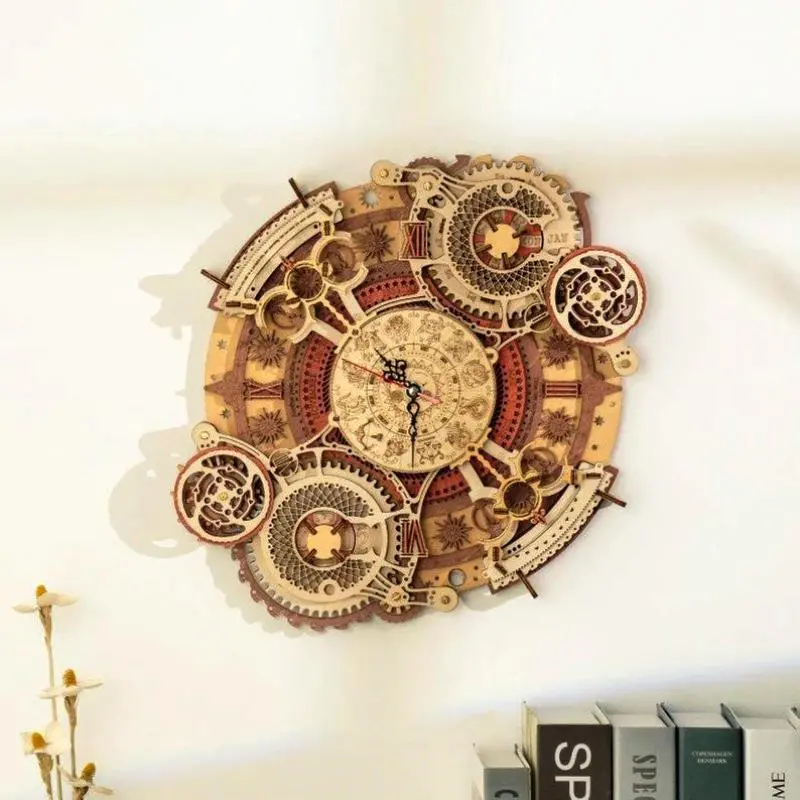 Zodiac Wall Clock Diy 3D Wooden Model Kit 1