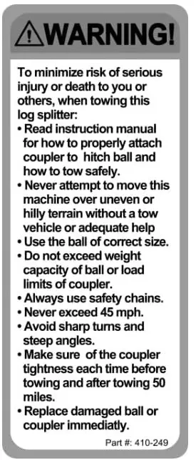 (410-249) Decal, Warning 1
