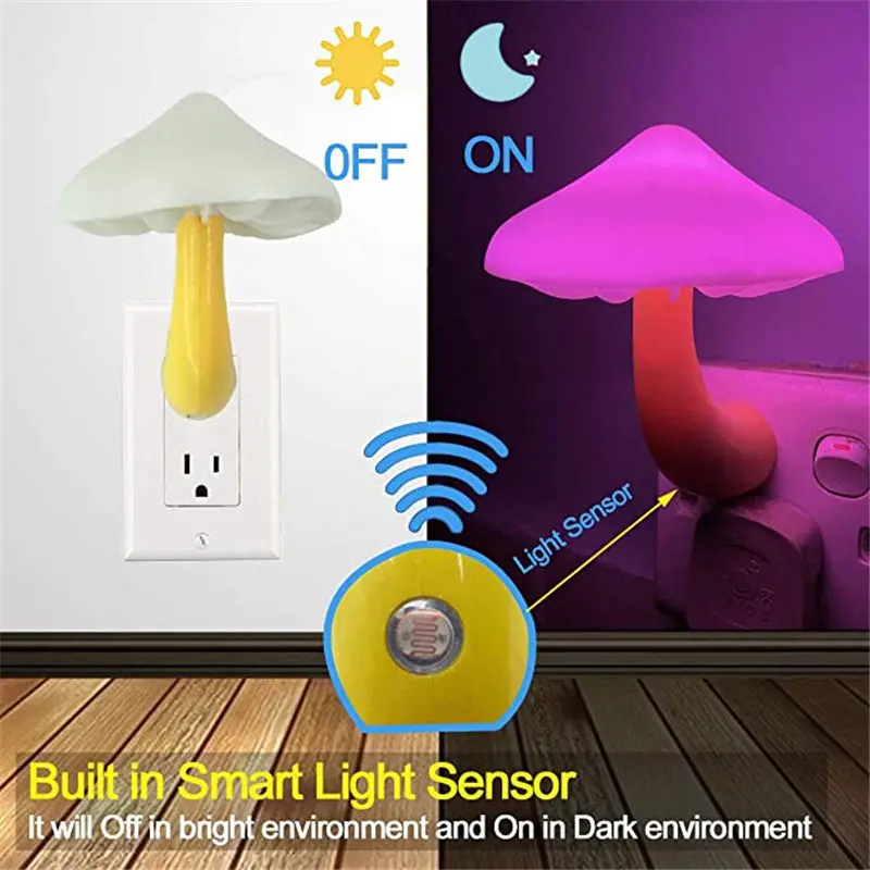 Led Mushroom Wall Socket Night Light 1