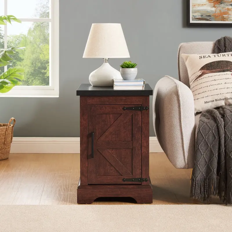 Oak Bedside Table Farmhouse Style 1