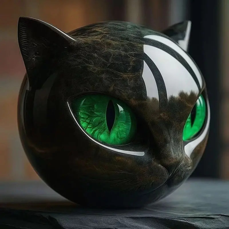 Elegance Black Cat Stone Statue 2