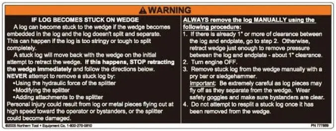 (777889) Decal,Stuck Log,Vert,Ls 1