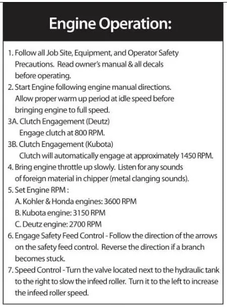 (785071) Decal, Engine Operation 1