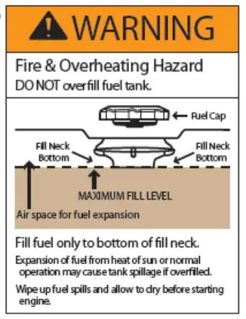 (786837) Decal, Fuel Fill Warning - G 1