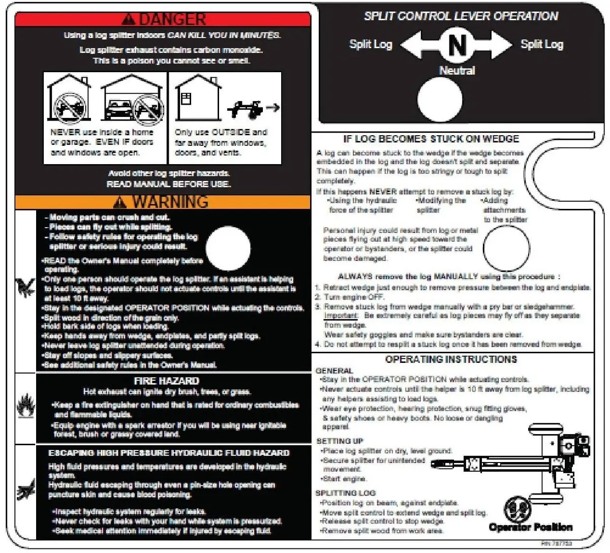 (787753) Decal,Warning/Instructi 1