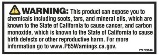 (799546) Gas Engine Prop 65 Warning Decal 1