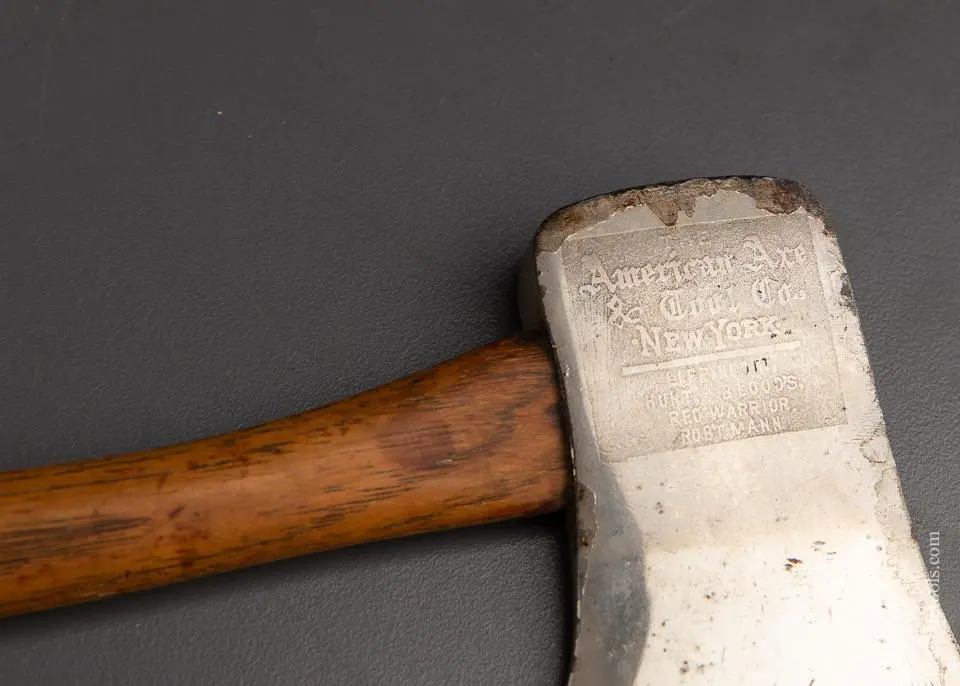 Rare Embossed Etched Miniature Axe The American Axe & Tool Co. New York -- 92773 1