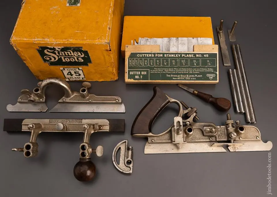 100% Complete Stanley No. 45 Combination Plow Plane Near Mint In Box Sweetheart - 98398 1