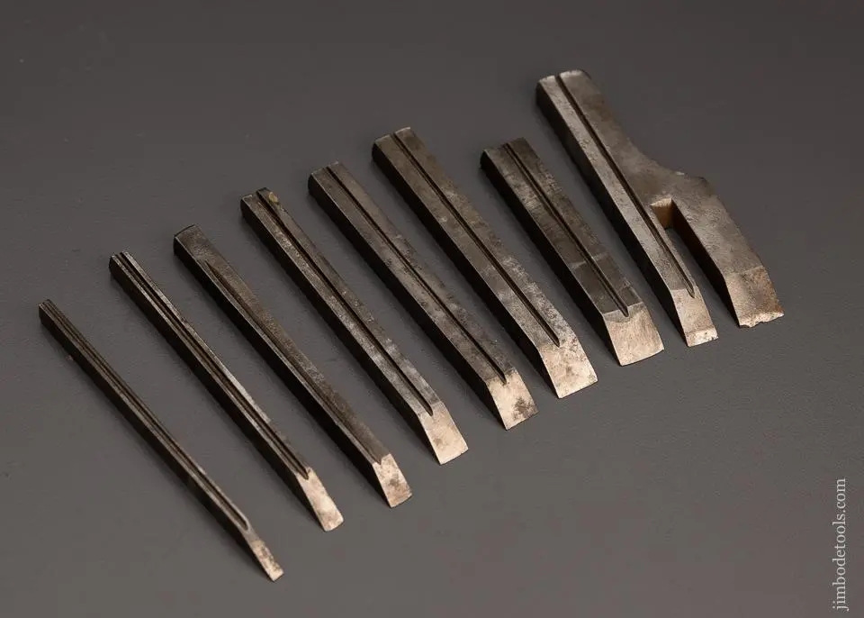 Fine Set Of 8 Irons For Millers Patent No. 41, 42, 43, 44 Stanley Planes - 98984 1