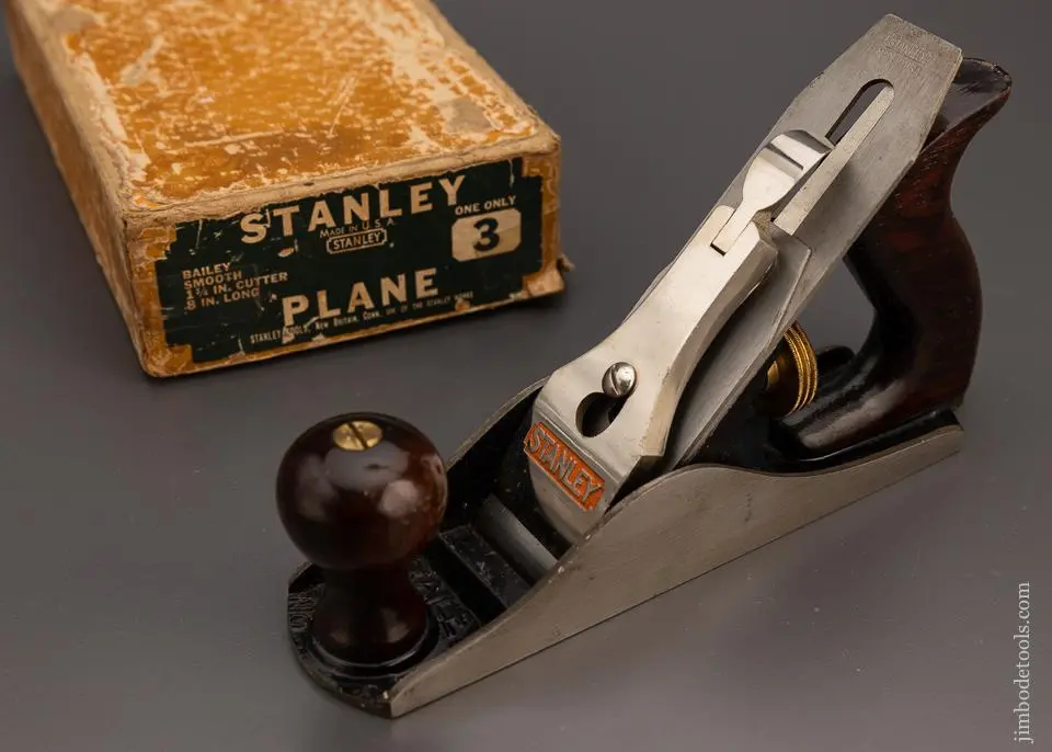 Stanley No. 3 Smooth Plane Type 16 Circa 1933-41 Near Mint In Original Box - 99099 1