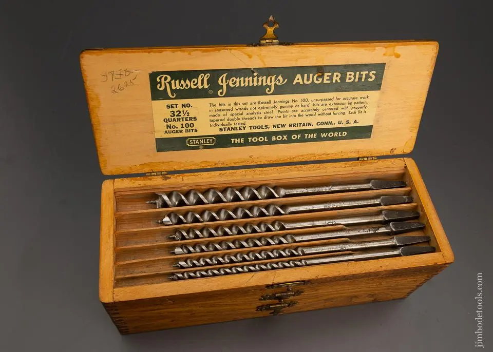 Complete Set Of 13 Russell Jennings Auger Bits In Original Three Tiered Box Fine - 99104 1