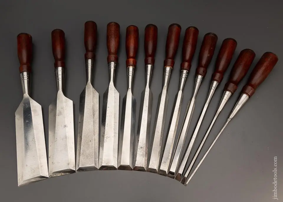 Magnificent Set Of 12 Stanley No. 720 Paring Chisels - 99137 - As Of July 8 1