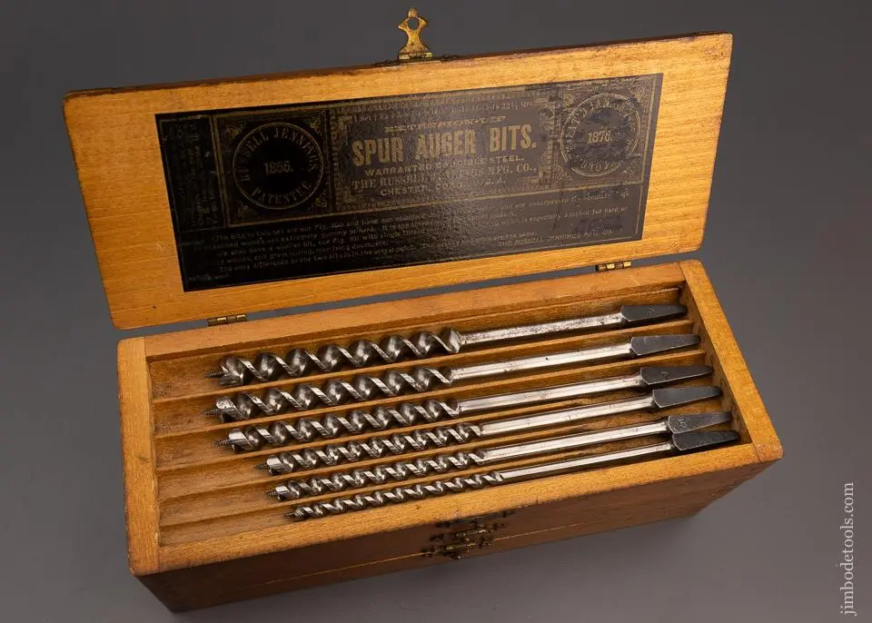 Set Of 13 Russell Jennings Auger Bits Near Mint In Original 3 Tiered Box - 99168 1