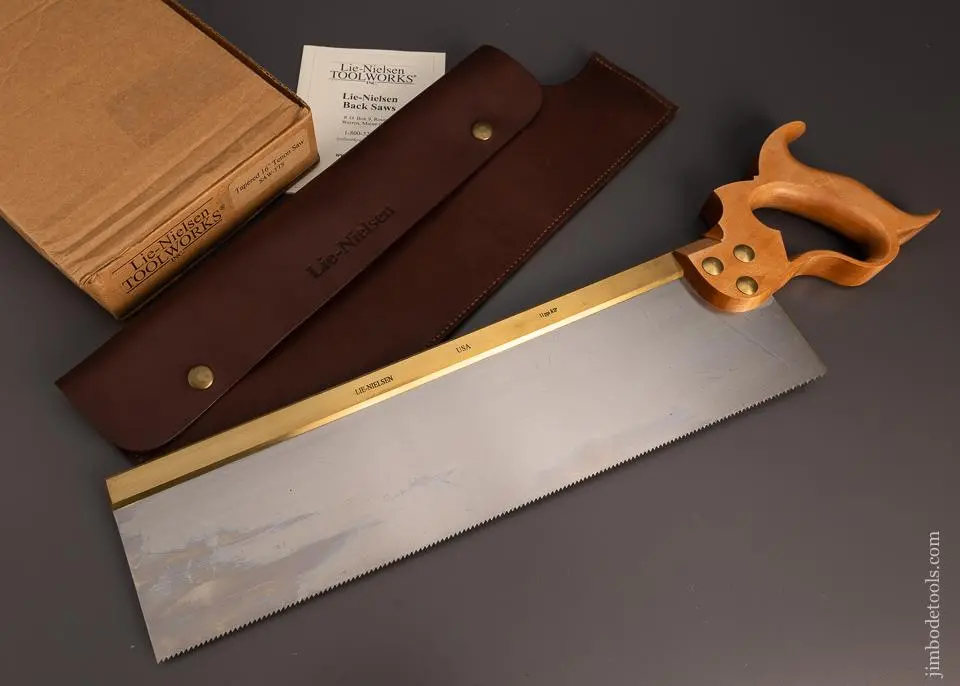 Lie Nielsen 16 Inch Tapered Tenon Saw With Leather Sheath Mint In Box - 99243 1