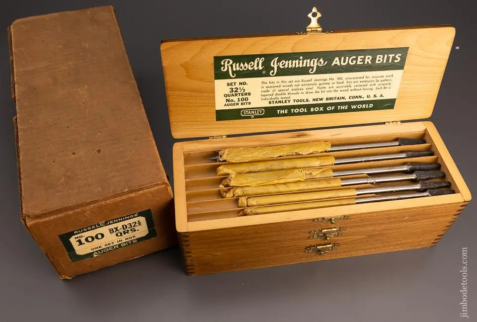 Mint In Box Russell Jennings Auger Bits In Original Three Tiered Box With Outer Box - 99290 1