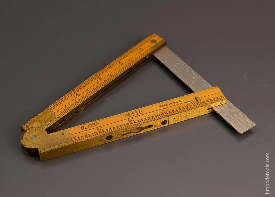 Rare And Mint Stanley No. 036 Combination Boxwood Rule & Clinometer - 99312 1