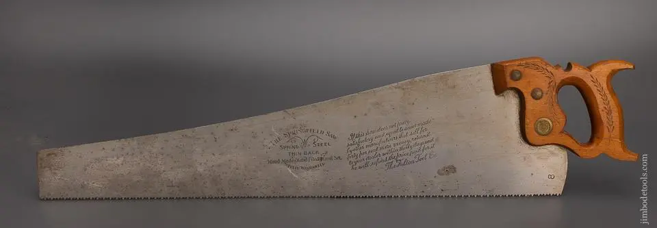 Mint Fulton Tool Co. - The Springfield Saw Thin Back Hand Saw - 99355 1