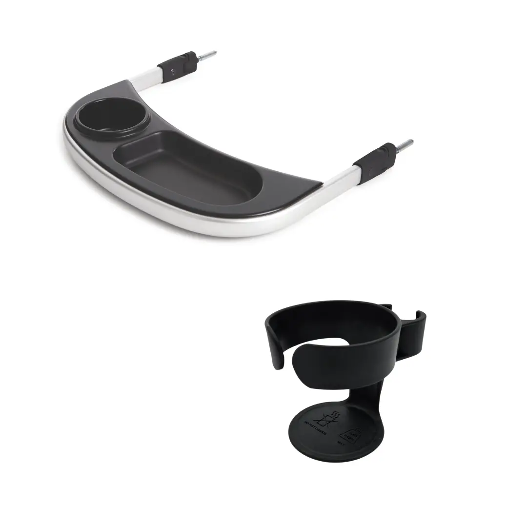 Bundle: Cup Holder + Snack Tray In Silver 1