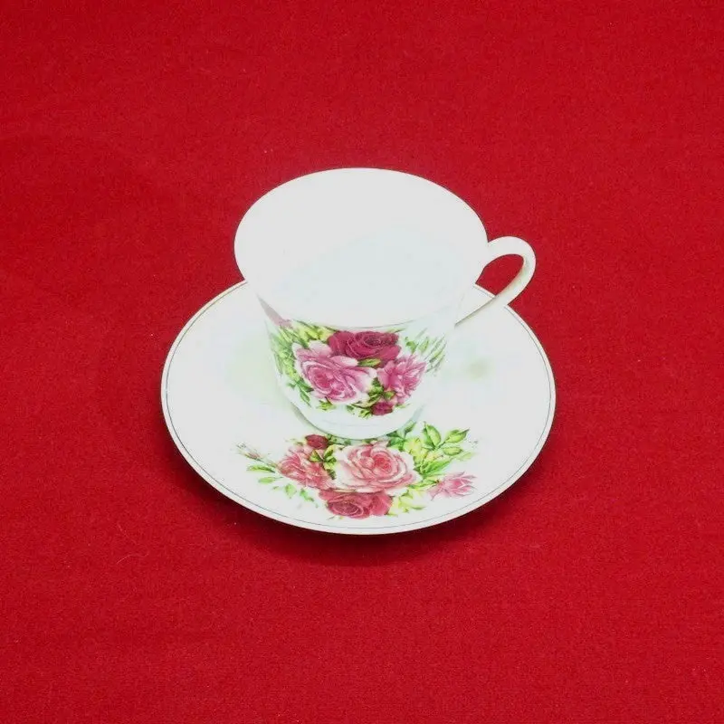 Rose Pattern Cup And Saucer Set 1