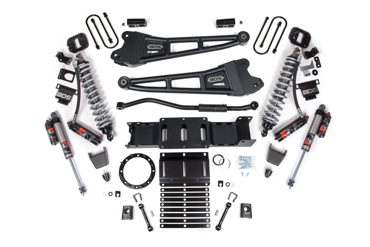 Performance Elite 3-inch front lift kit featuring Fox 2.5 coil-over shocks and reinforced radius arms—engineered for 2019–2024 Ram 3500 4WD diesel trucks. - Image 3