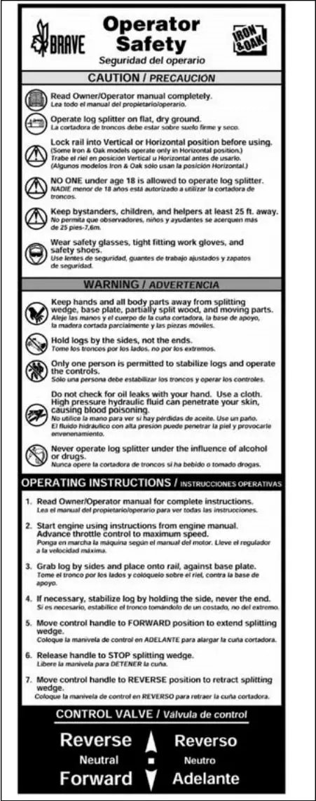 (Br002302) Decal, Operator Safety 1