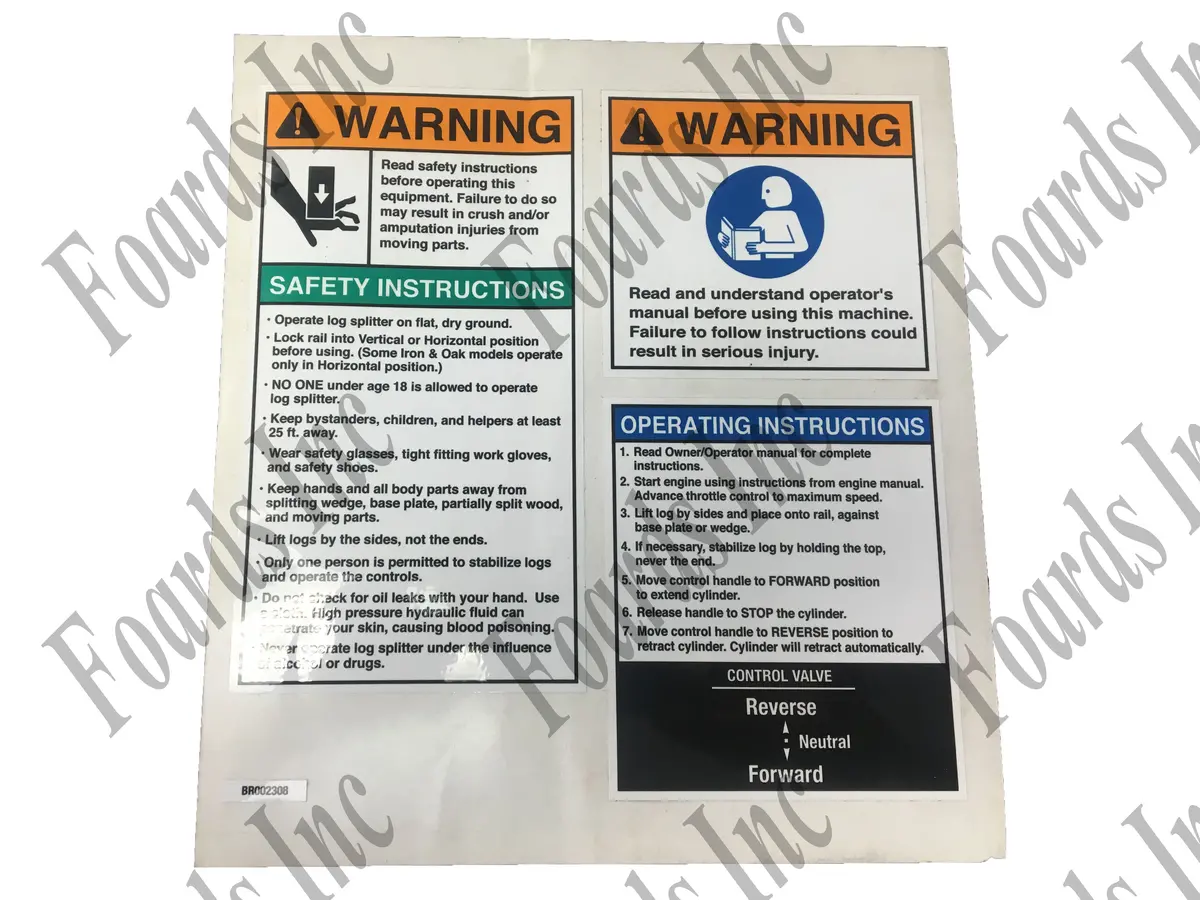 (Br002308) Kit - Decal Warning/Op 1