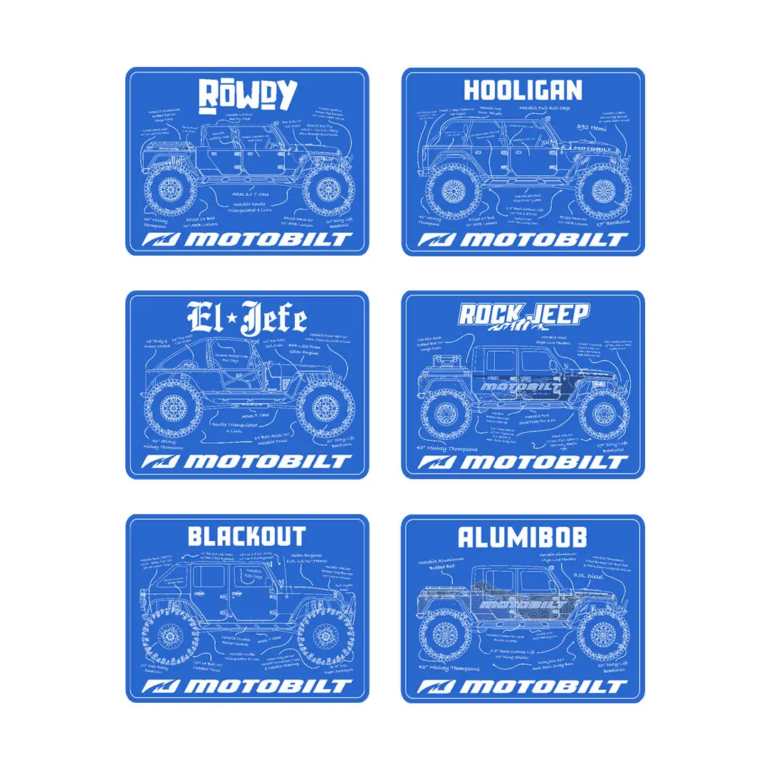 Motobilt Blueprint Stickers - 6 Pack 1