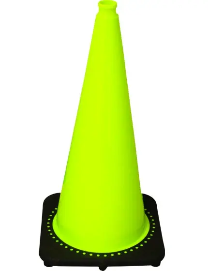 18" Lime  Pvc Premium Series Traffic Cone, Day 1