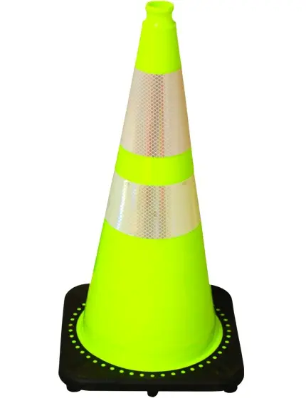 28" Lime Pvc Revolution Series Traffic Cone, 7Lb Lime Night 1