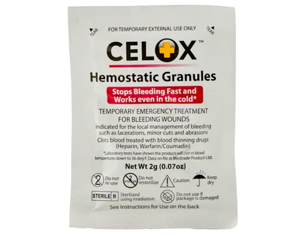 Celox Hemostatic Blood Clot Granules - 2 Gram Packs 1