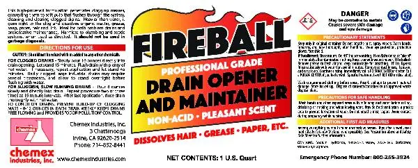 Fireball Professional Grade Drain Opener & Maintainer (12 Quarts/Case) 1