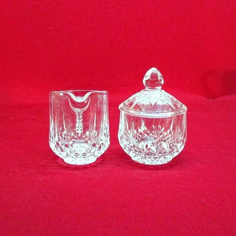 24% Lead Crystal Sugar Bowl & Creamer 1