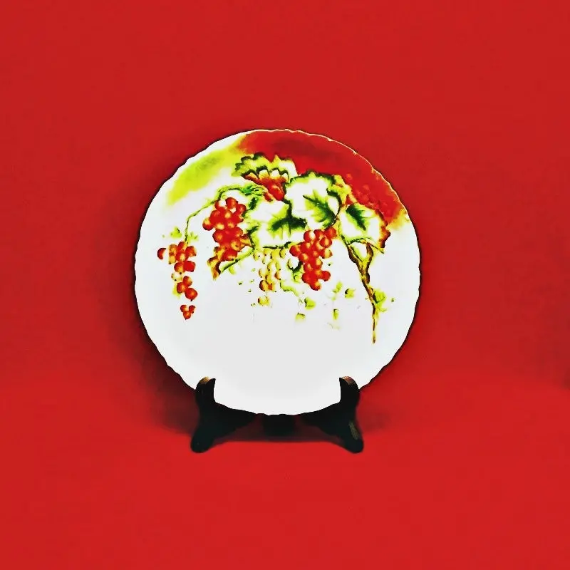 Hand-Painted Gooseberry Vine Plate 1
