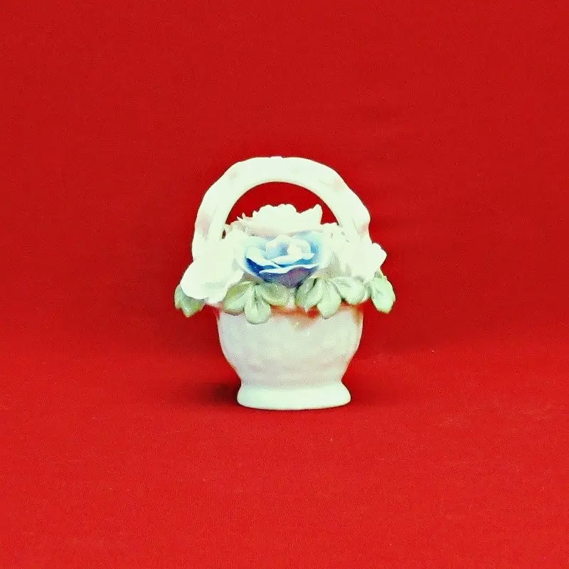 Porcelain Basket Of Colorful Flowers 1