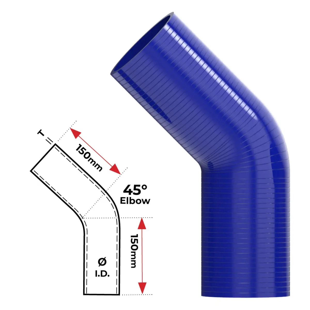Redback Silicone Hose (2-1/2") 45° Bend (Blue) 1