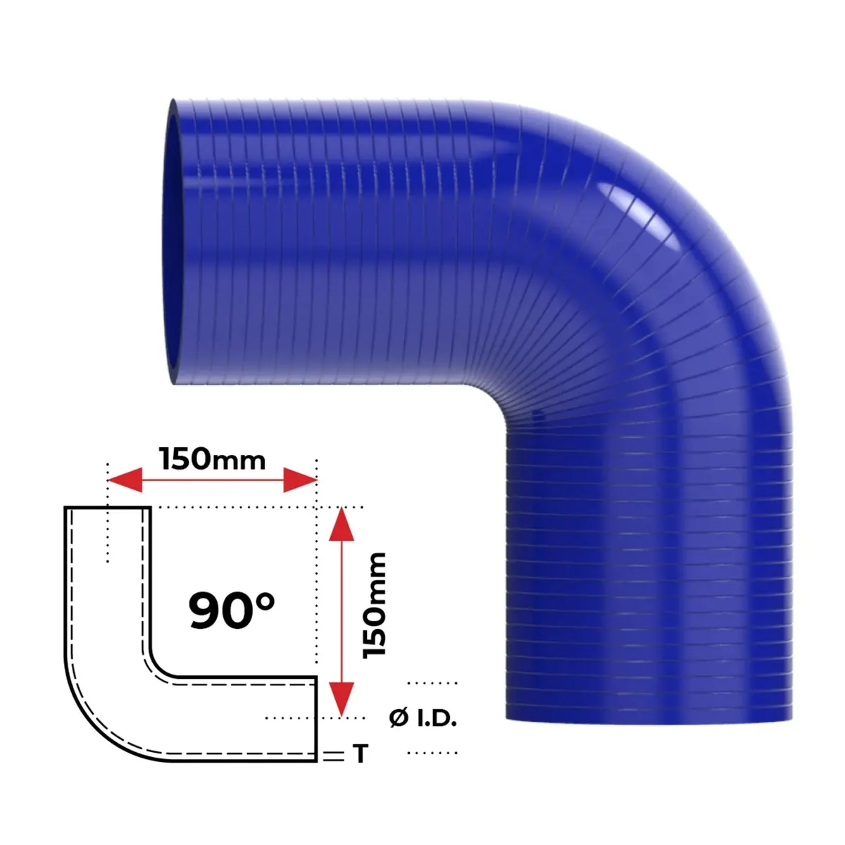 Redback Silicone Hose (3-1/2") 90° Bend (Blue) 1