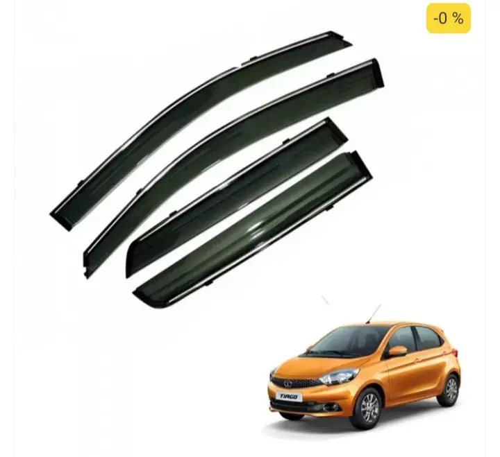 Tata Tiago 2016 Onwards Window Door Visor With Chrome Line 1