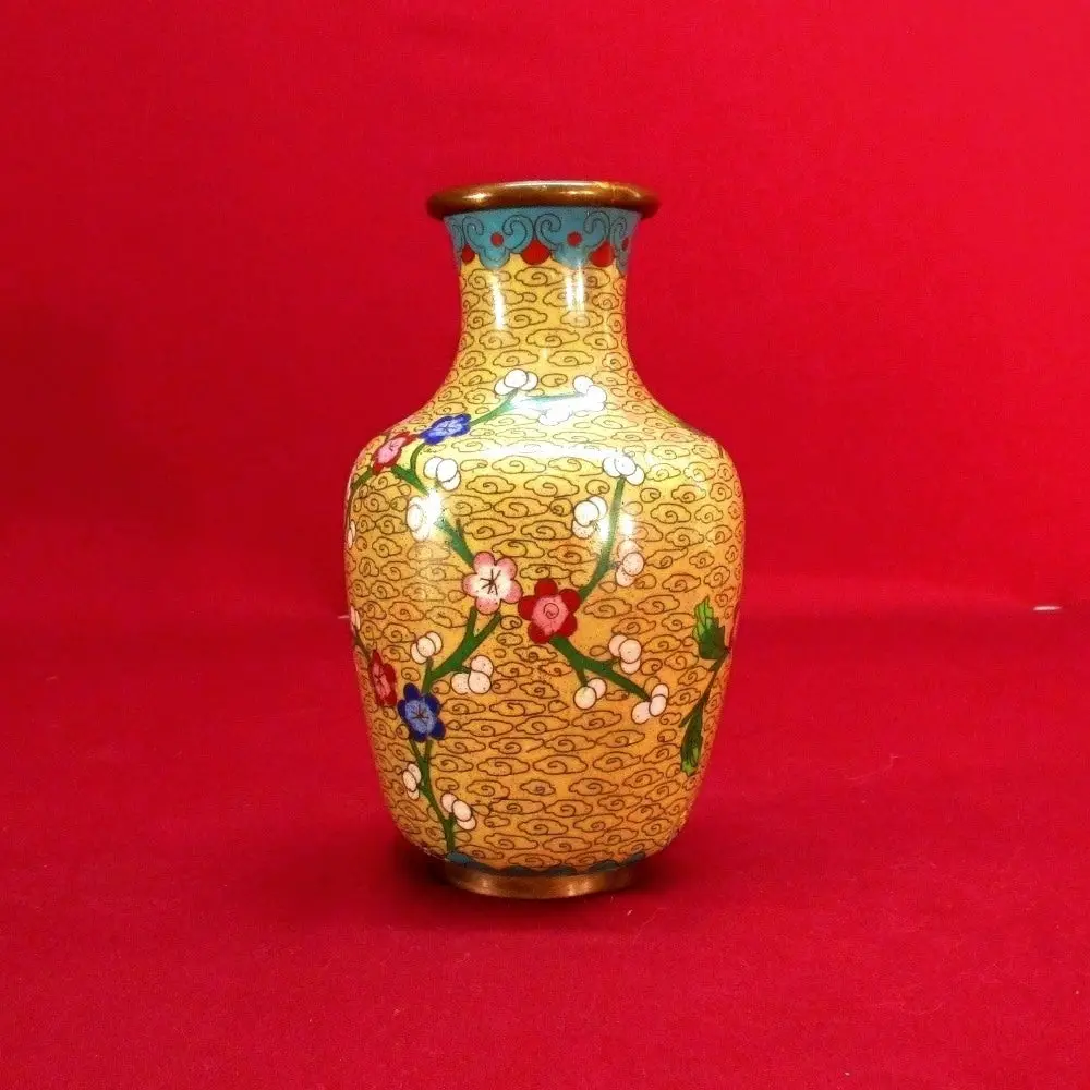 Chinses Brass Cloisonné Inlaid Vase 1