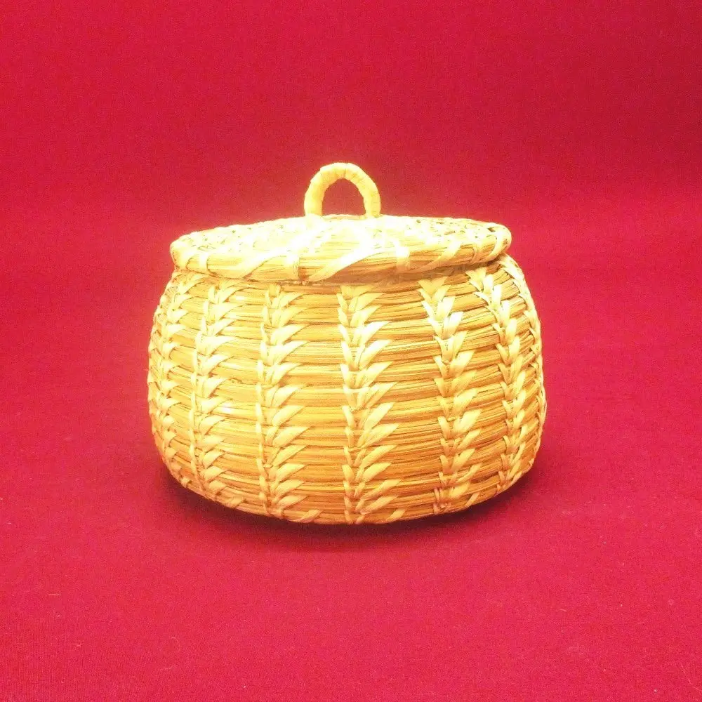 Papago Hand Woven Basket With Lid 1