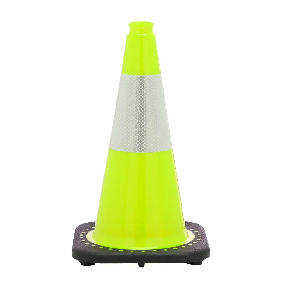 18" Lime Pvc Revolution Series Traffic Cone,Night 1
