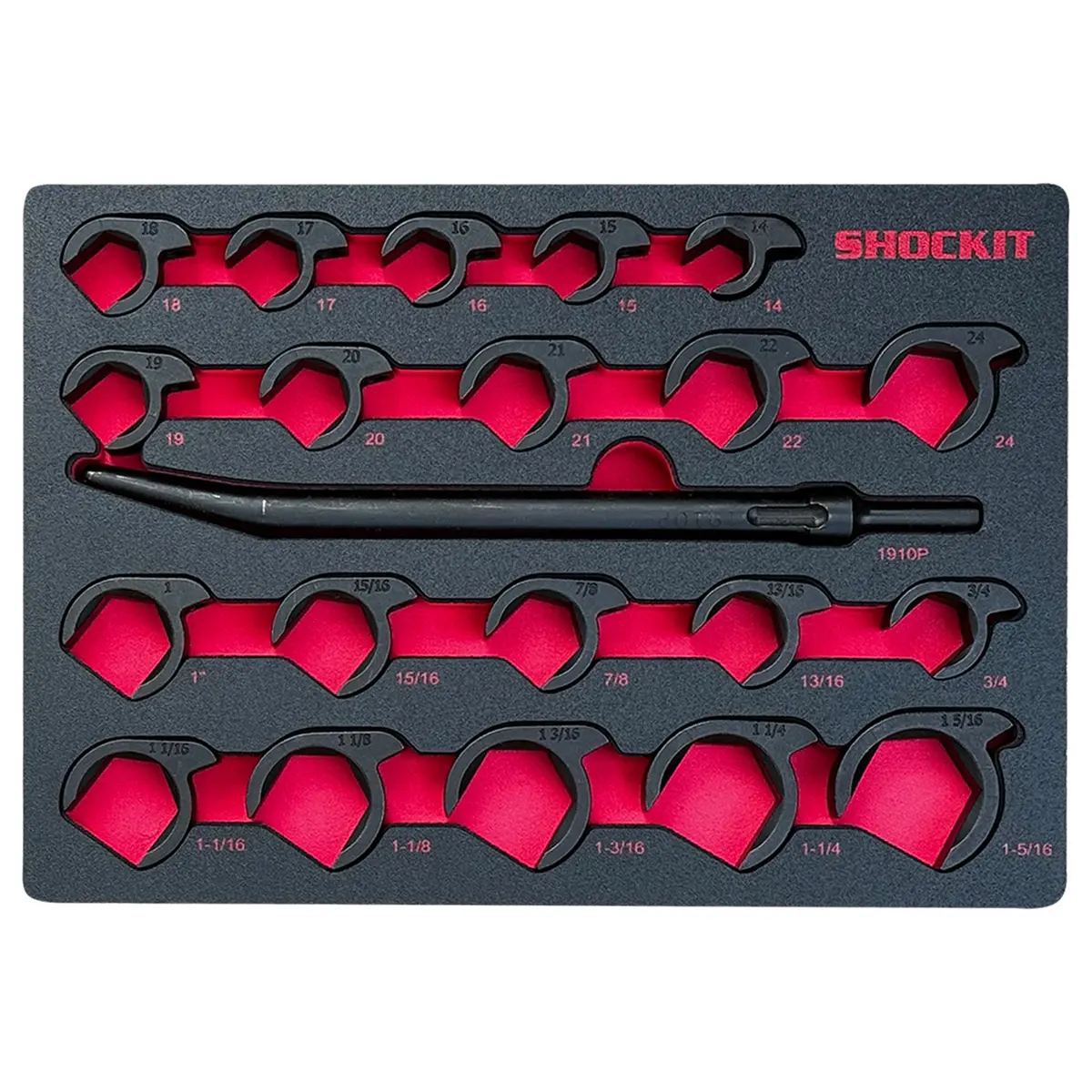 Shockit® Open End Crowfoot Wrench Socket Set With Eva Foam Tray Option, Industrial/Hydraulic Fitting Removal Sae/Metric 1