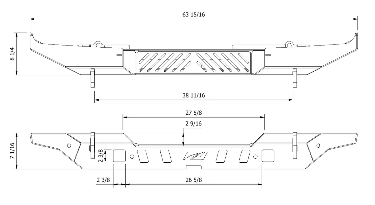 Crusher Rear Bumper W/ Light Mounts W/Spare Tire Cutout For Jeep Jl 2