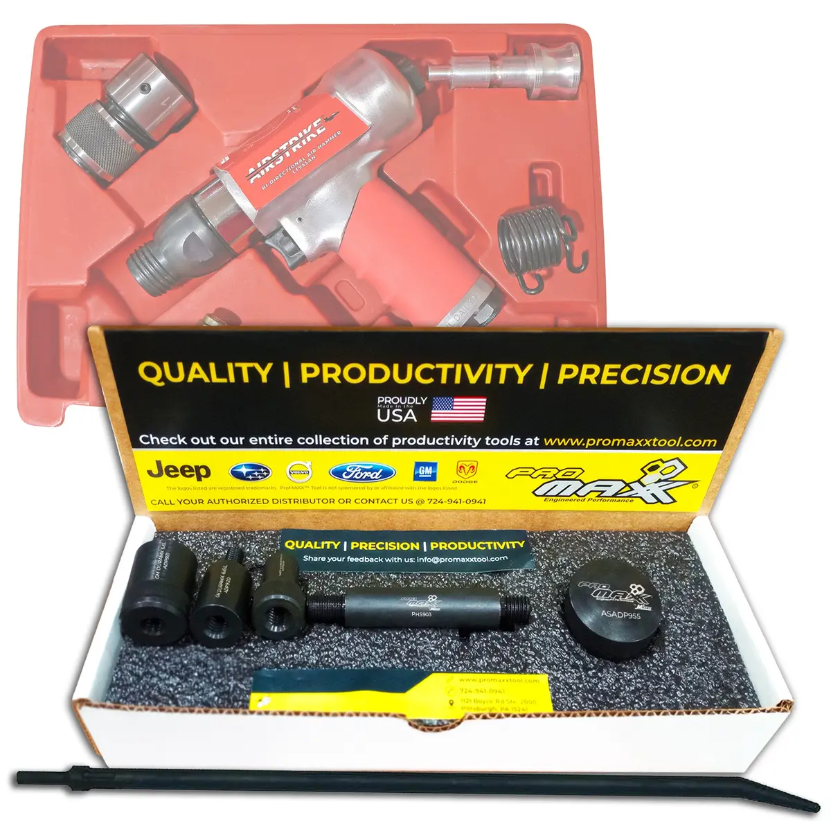Ford 6.7L Powerstroke, Gm 6.6L Duramax Fuel Injector Fuel Line Puller Adapter Combo Kit – Powered By Air Hammer 1
